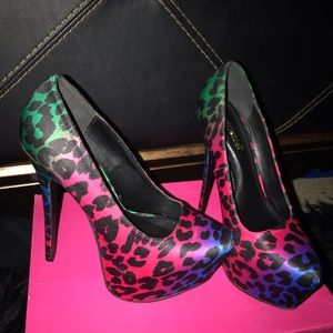 Rainbow leopard print stilettos